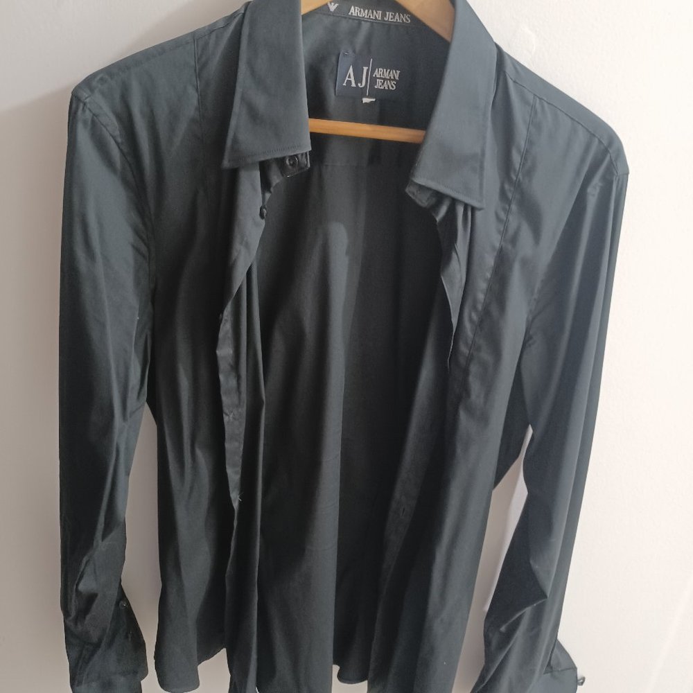 Men Shirt Large Size Black Color used Excellent Condition Armani Jeans